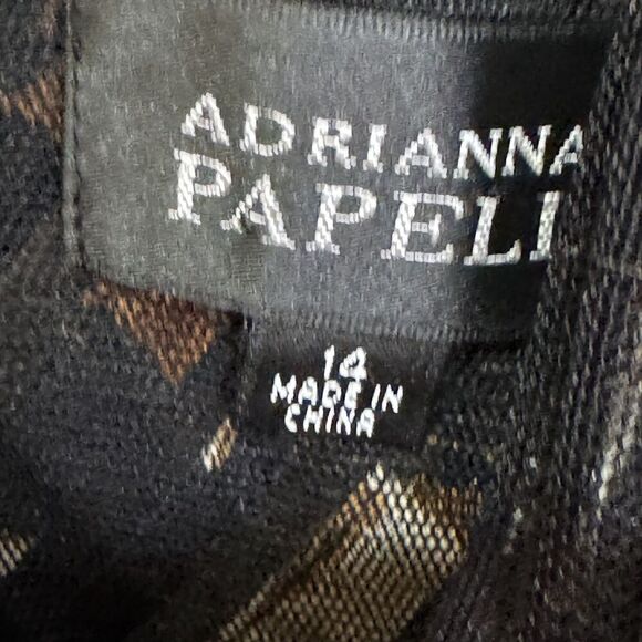 Adrianna Papell Dress Womens 14 Sheath Animal Print Ruched V Neck Cocktail Party - Picture 2 of 11